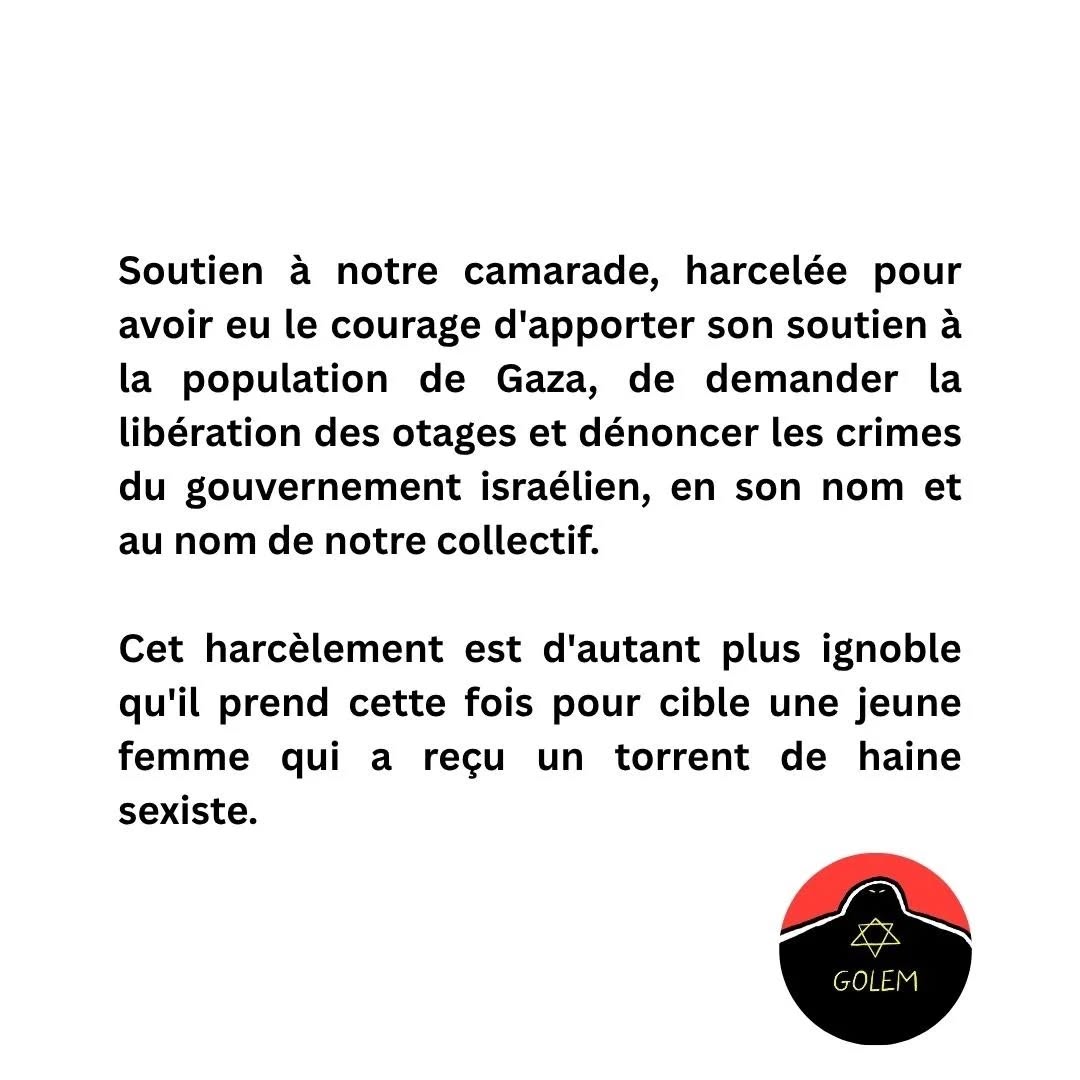 Soutien à notre camarade harcelée — slide 1